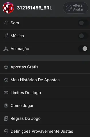 Menu de configuracoes